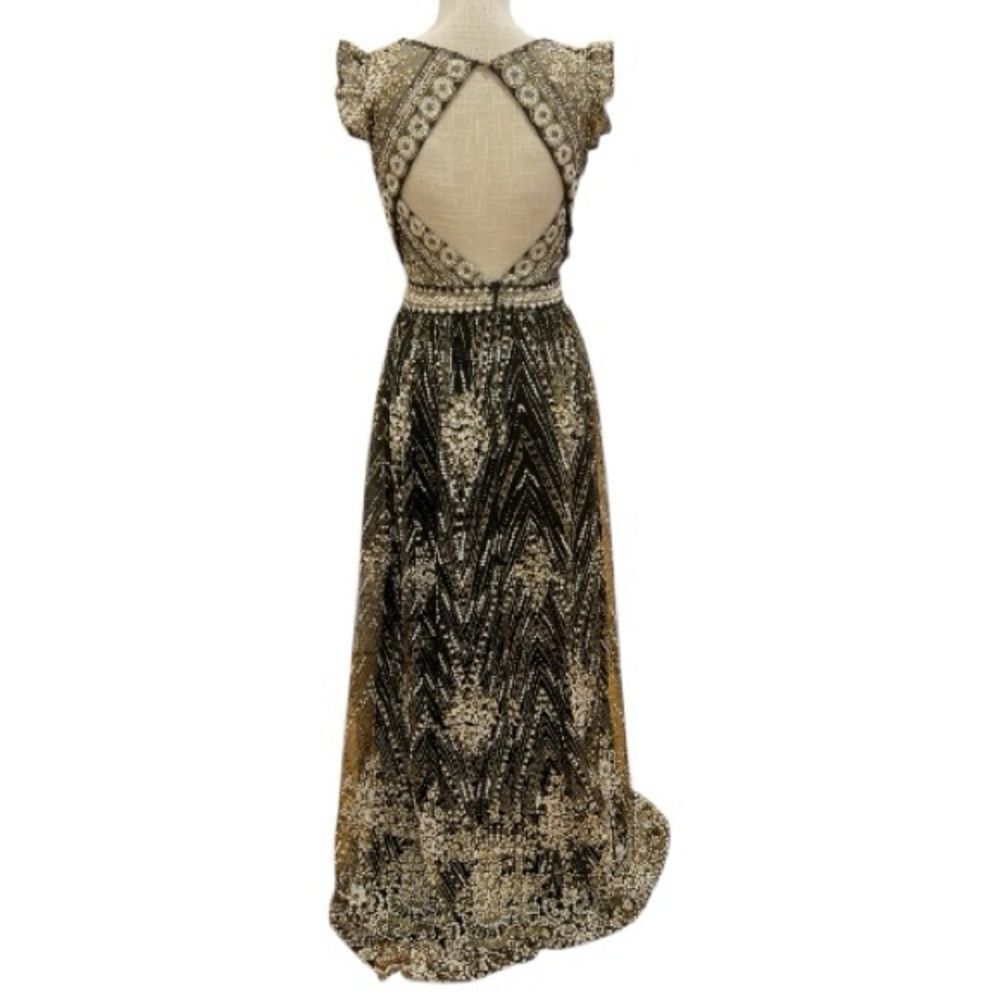 Elegant Black and Gold Art Deco Evening Gown Size M - Picture 9 of 9